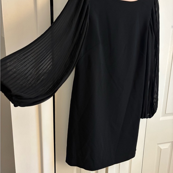 White House Black Market Black Dress with Pleated Chiffon Sleeves - Picture 1 of 9